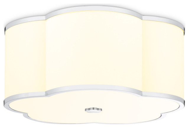 Isla Led Fabric Shade Scalloped Flush Mounts Contemporary