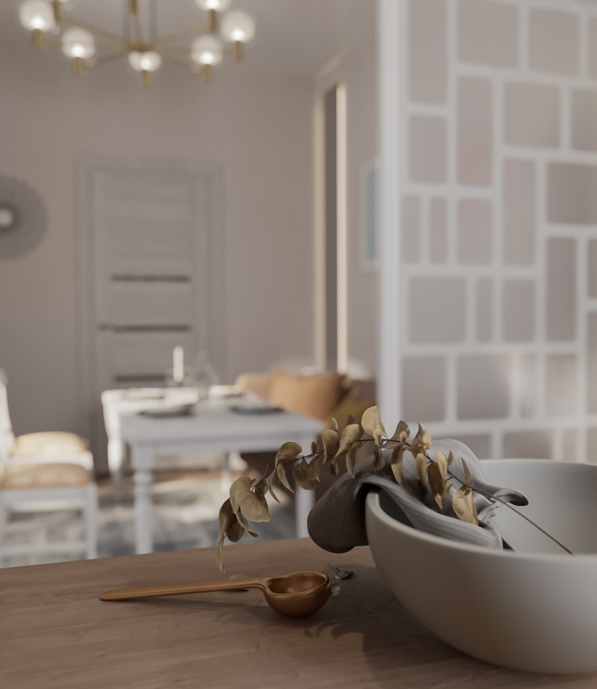 3D-визуализация кухни / обеденной зоны.3