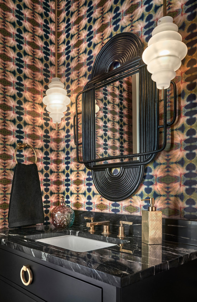 Inspiration for a transitional powder room remodel in Chicago