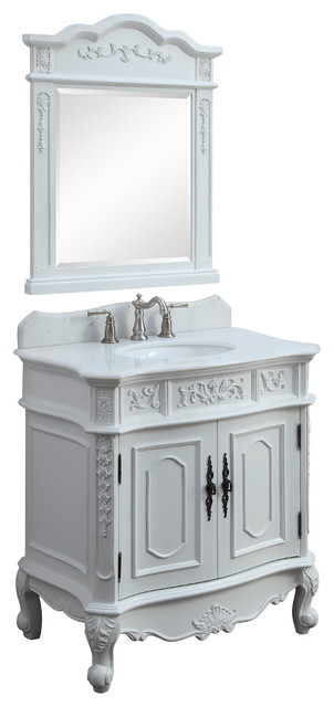 33" Benson White Victorian Bathroom Vanity