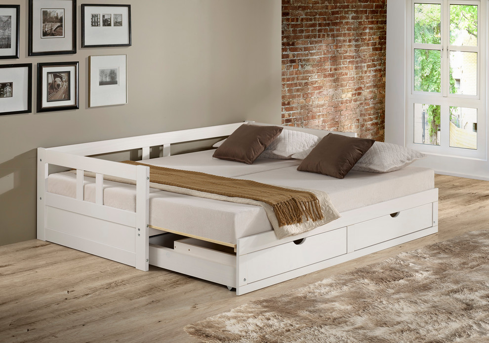 Melody Twin to King Extendable Trundle Daybed with Storage Drawers