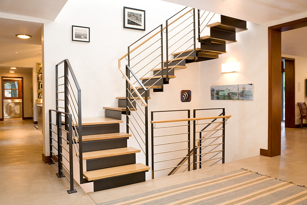 Inspiration for a large contemporary staircase in Boston.