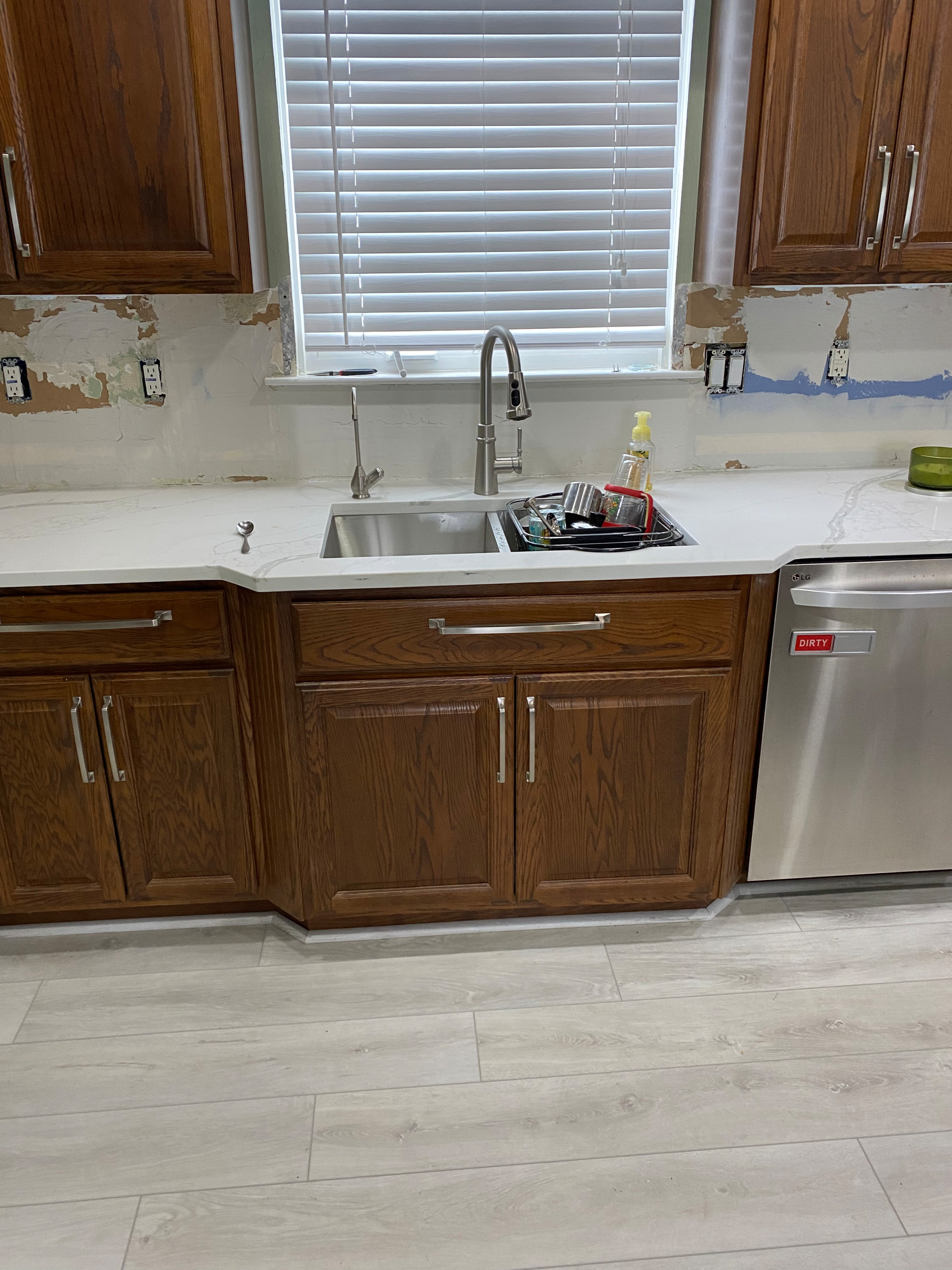 Waterford Quartz countertop and subway backsplash