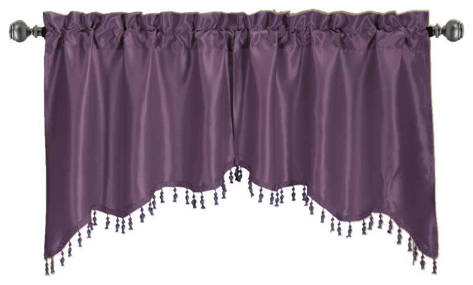 Solid Pattern Soho Swag Valances, Set of 2, Purple