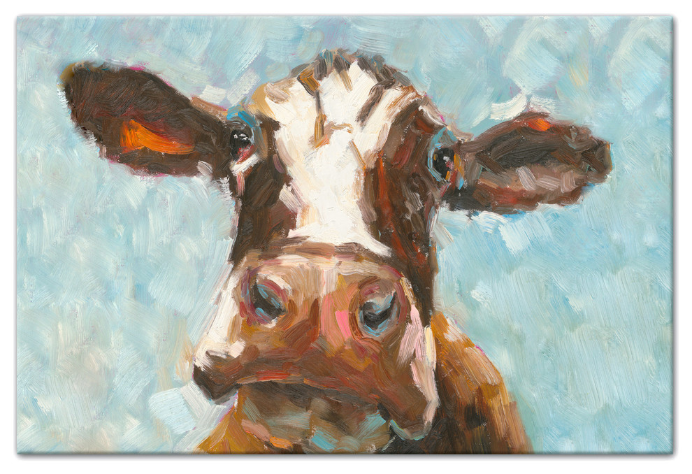 Curious Cow 1 Canvas Wall Art, 32"x48", Unframed
