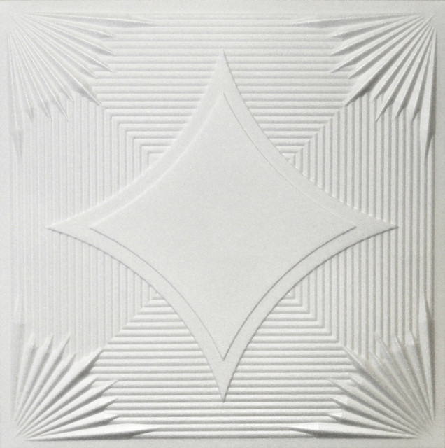 20"x20" Styrofoam Glue Up Ceiling Tiles, R14W Plain White Traditional