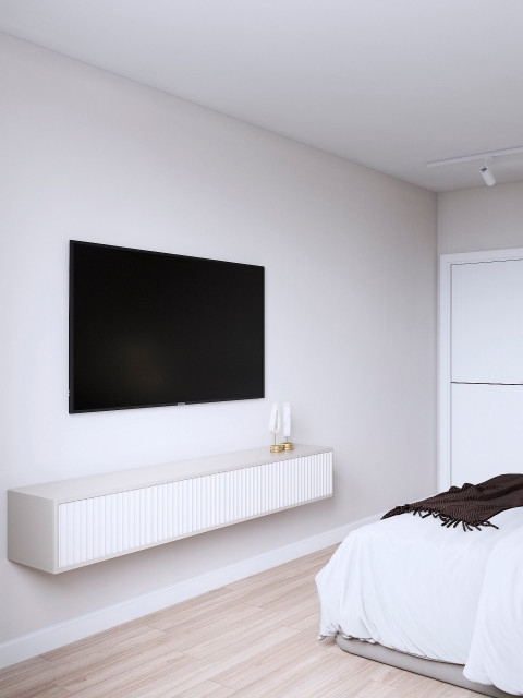 Design Project of the Apartment with loggia scandinavian-bedroom