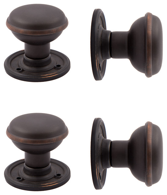 New York Small Doorknobs And Passage Rosettes Set, Oil Rubbed Bronze