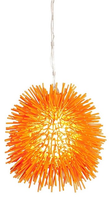 Varaluz Lighting Urchin - One Light Mini-Pendant, Orange Finish