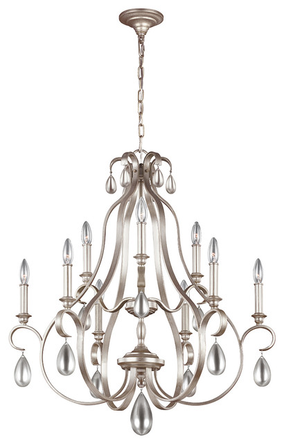 Silver DeWitt Chandelier, 9 Lights