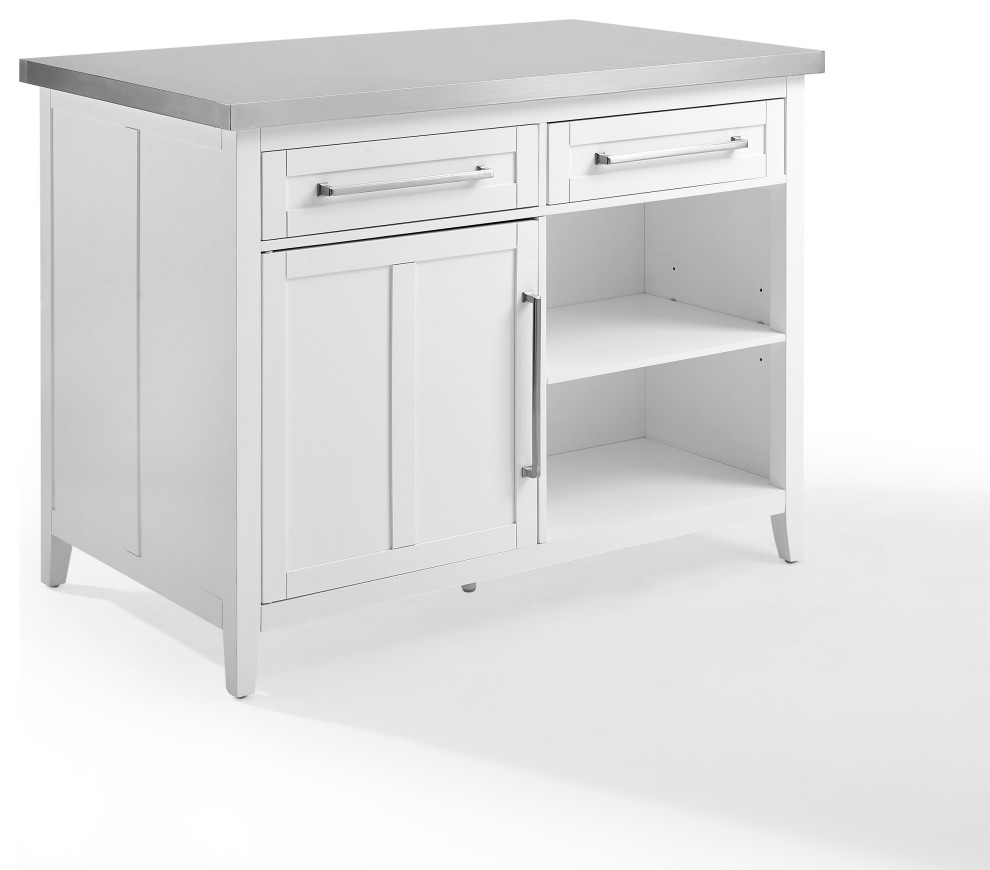 Silvia Stainless Steel Top Kitchen Island Transitional Kitchen