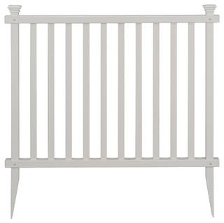 Baskenridge No-Dig Vinyl Garden Picket Fence, Set of 2 - Transitional ...