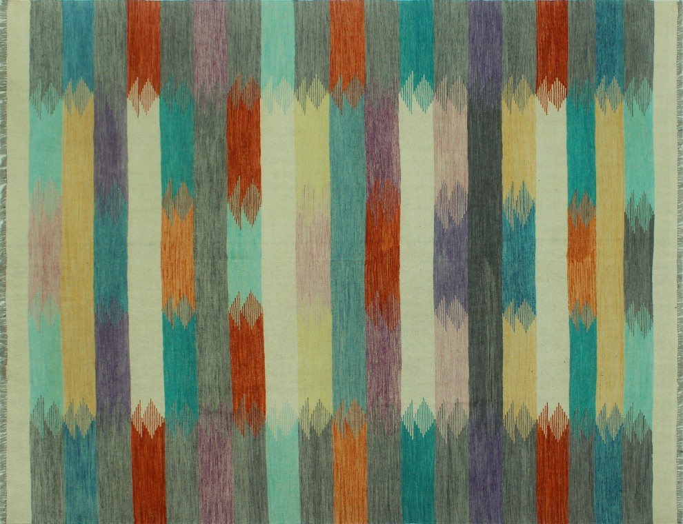 Winchester Kilim Eimy Rust/Ivory Rug, 8'2x9'8, 8'2x9'8 Southwestern Area Rugs by Noori Rug