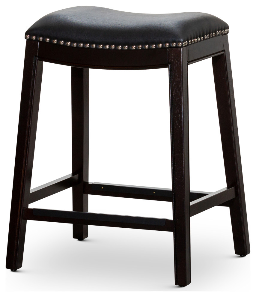 DTY Indoor Living Durango Bonded Leather Saddle Stool, Espresso Finish, 24"