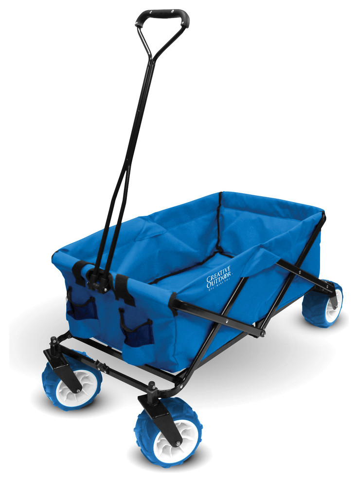 All Terrain Folding Wagon, Cool Blue Contemporary Wheelbarrows And