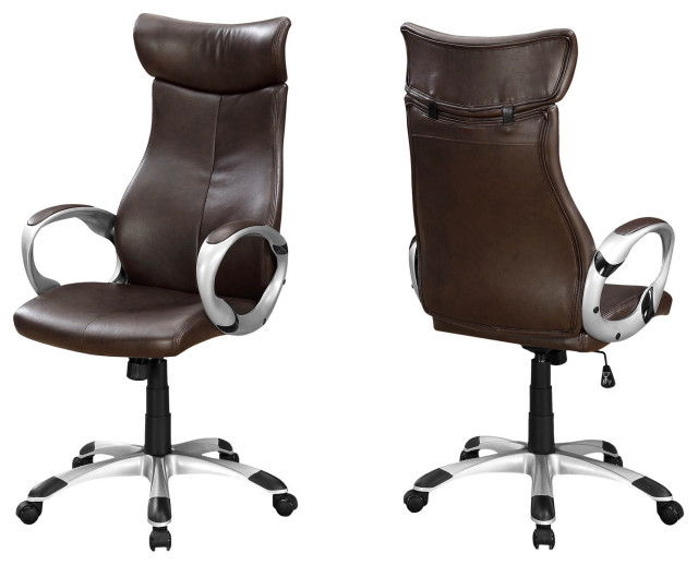Offex Contemporary High Back Leather Look Executive Office Chair Brown