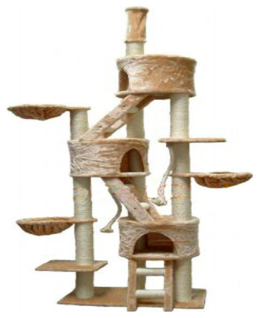 Cat Tree Condo, Beige, 106" Traditional Cat Furniture by Go Pet Club