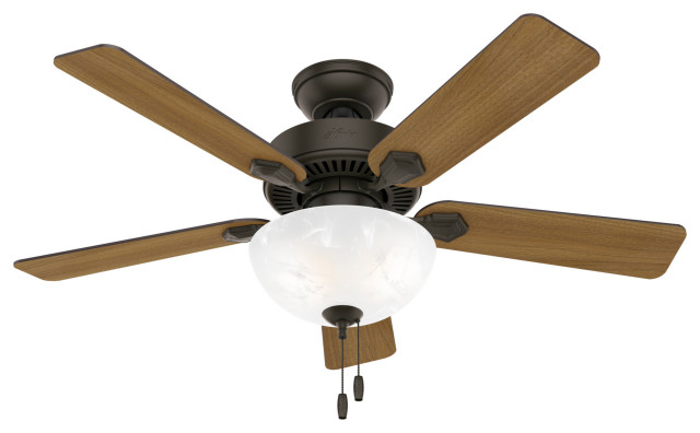 Hunter 44 Swanson New Bronze Ceiling Fan With Led Bowl Light Kit And Pull Chain Traditional Fans By Company Houzz - Hunter 44 Dempsey Noble Bronze Ceiling Fan With Light Kit And Remote