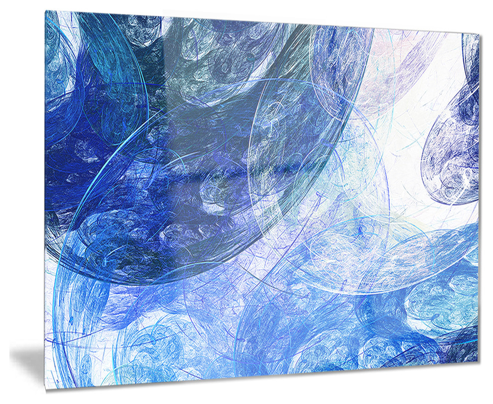 "Light Blue Swirling Clouds" Abstract Digital Glossy Metal Wall Art, 40