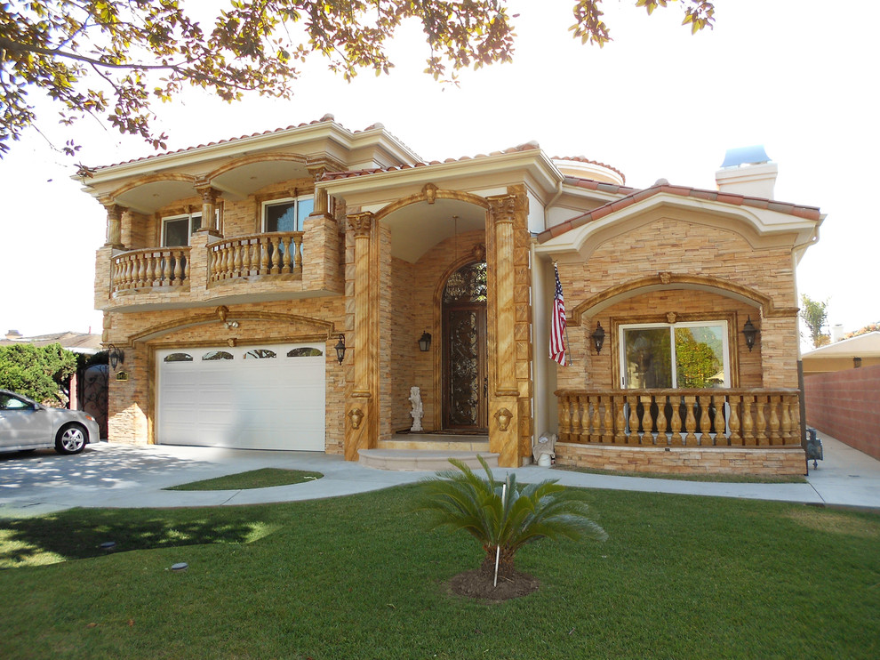 Faux Marble Columns Mediterranean Exterior Los