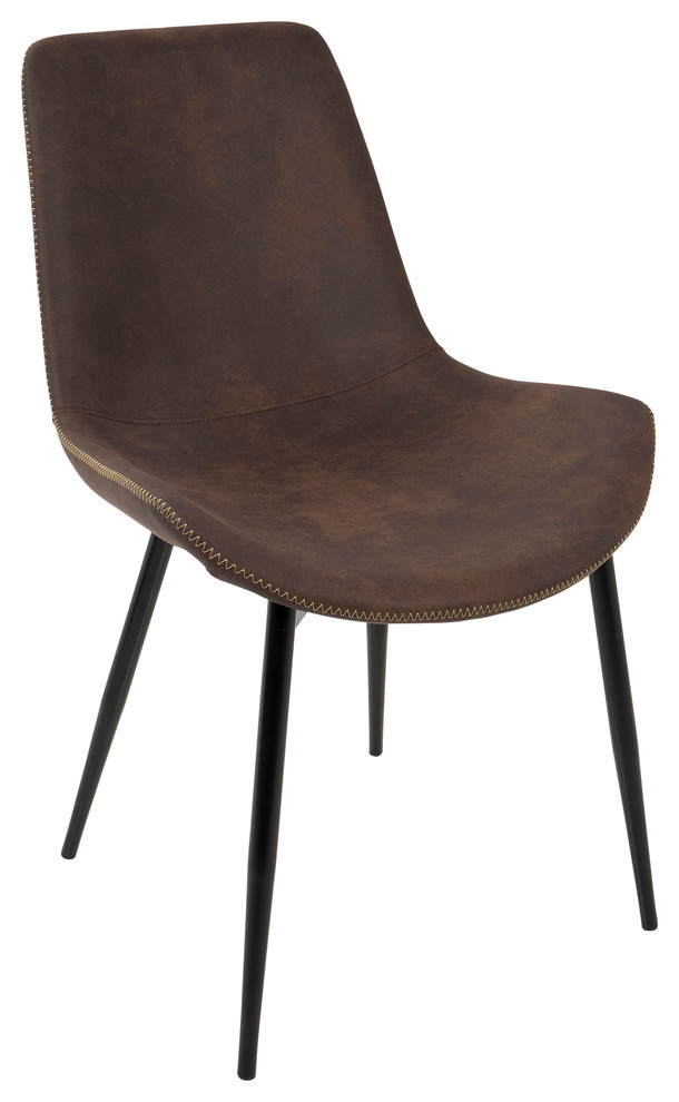 Duke Industrial Dining Chair in Black and Espresso Fabric, Set of 2, 22.25"L x 20"D x 32.75"H