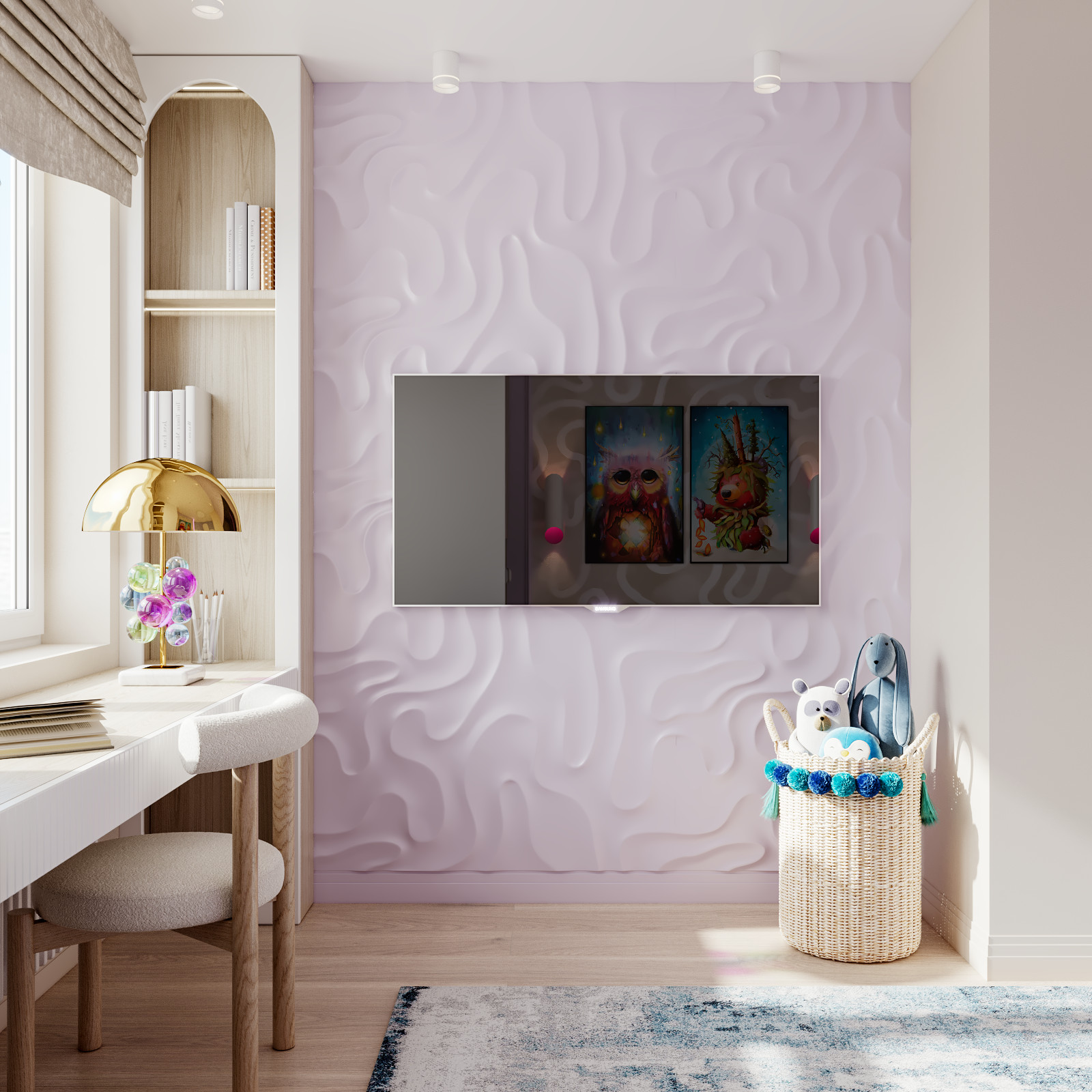 Интерьер детской комнаты для маленькой принцессы в ЖК Лучи