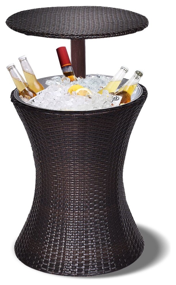 Costway 1pc Adjule Patio Rattan Ice Cooler Cool Bar Table Party Deck Pool Tropical Coolers And Chests By Goplus Corp - Keter Outdoor Patio Table With 7 5 Gallon Beer Cooler Grey Costway 1pc Adjule Patio Rattan Ice Cooler Cool Bar Table Party Deck Pool Tropical Coolers And Chests By Goplus Corp - Keter Outdoor Patio Table With 7 5 Gallon Beer Cooler Grey