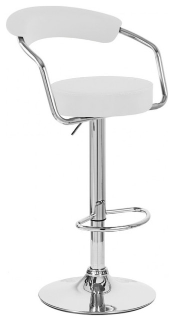 Set of 2 Zool Contemporary Adjustable Faux Leather Barstool - Vanilla White