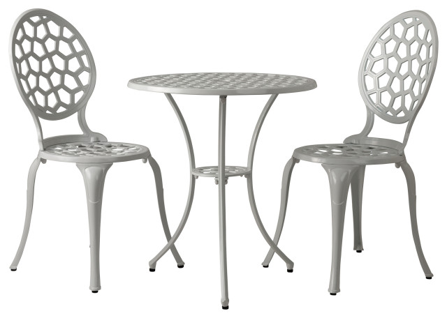 Vashon Aluminum Bistro Set In White Contemporary Outdoor Pub And Sets By Fire Sense Houzz Vashon Aluminum Bistro Set In White, Garden Bistro Sets