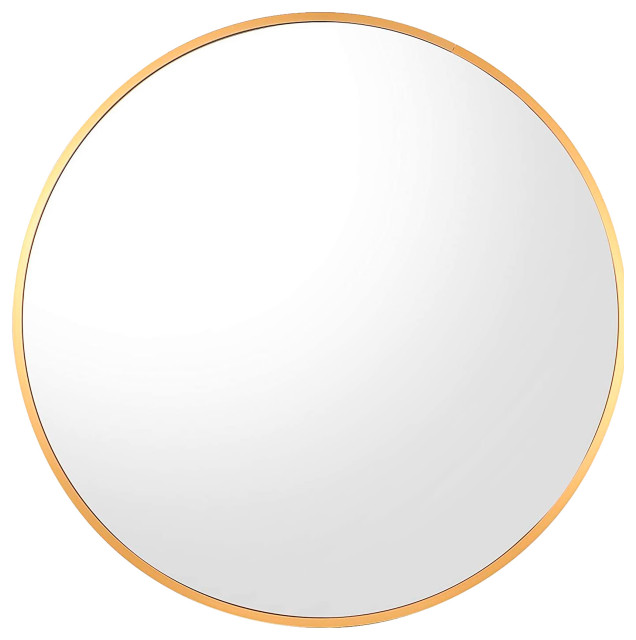 Sage 32" Modern Round Wall Mirror Aluminum Gold Frame Contemporary