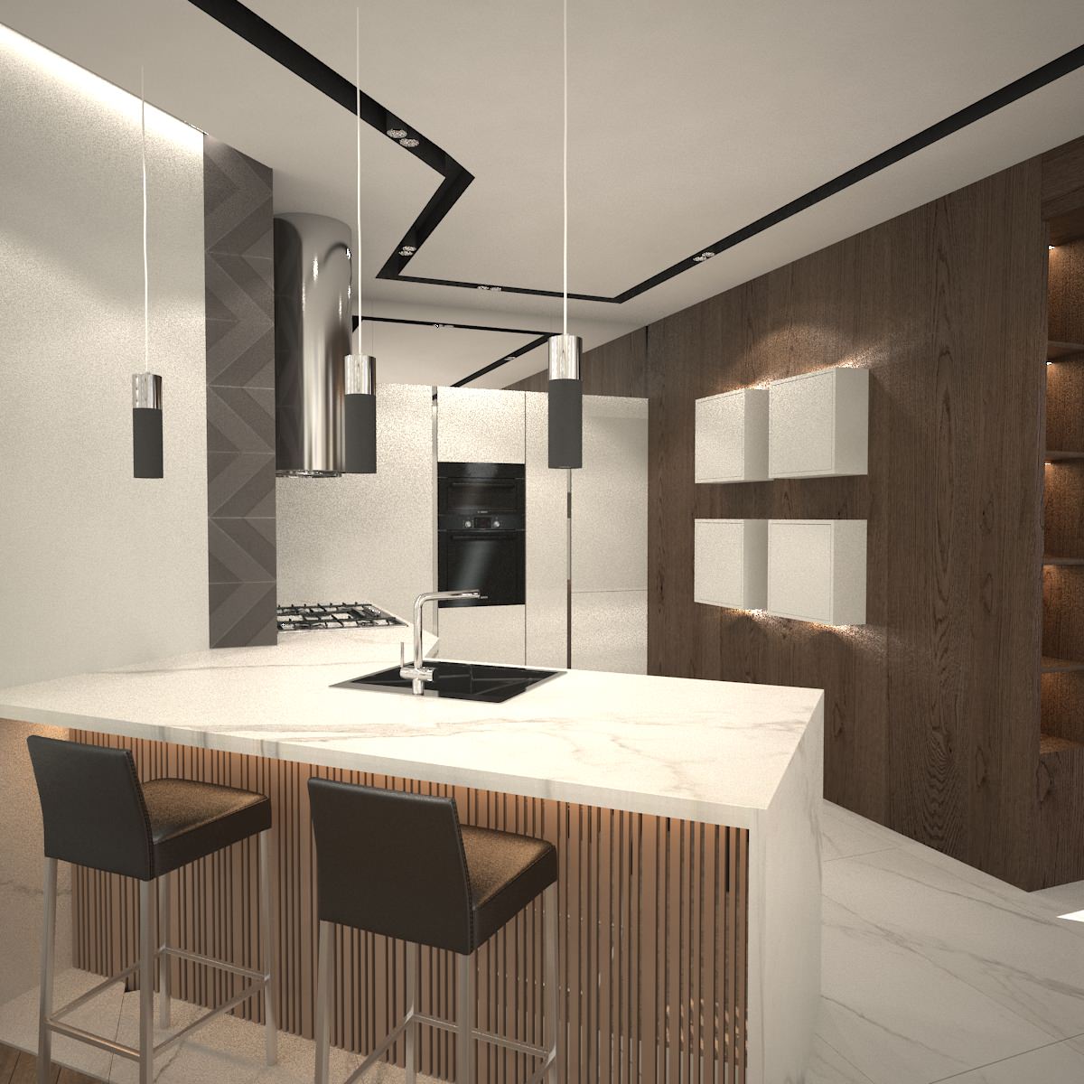 Светлая и уютная кухня-столовая