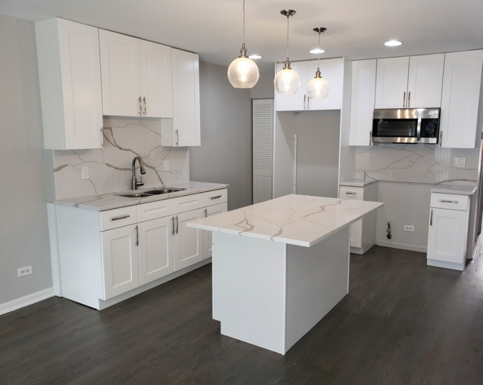 Example of a transitional kitchen design in Chicago