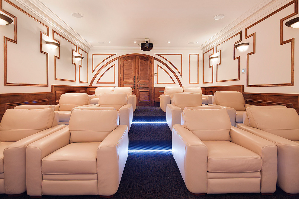 Design ideas for a transitional home theatre in Melbourne.