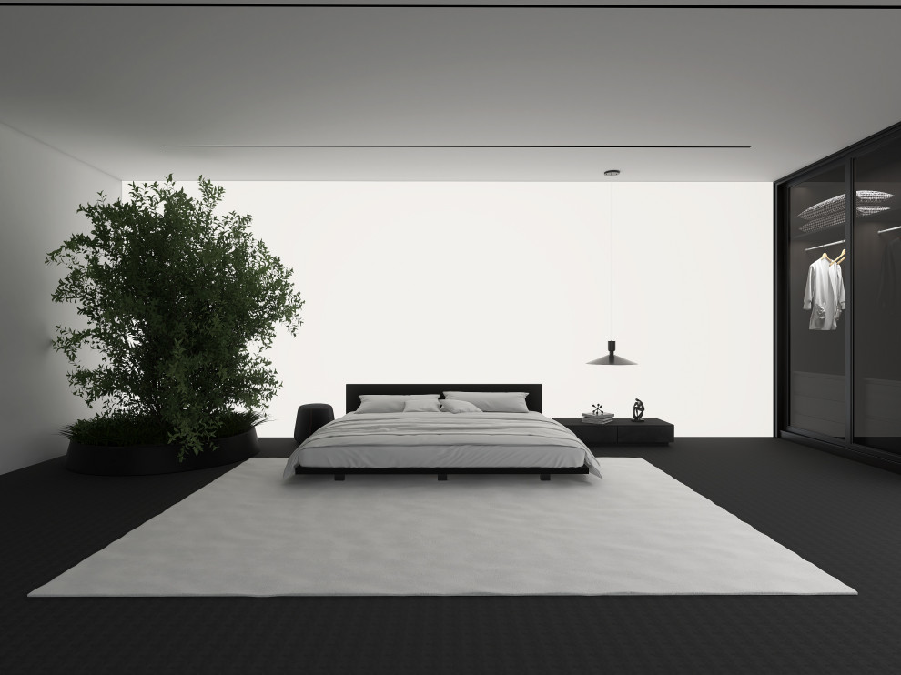 Необычной проект спальни Основные цвета спальни это серый, черный, белый эти цве