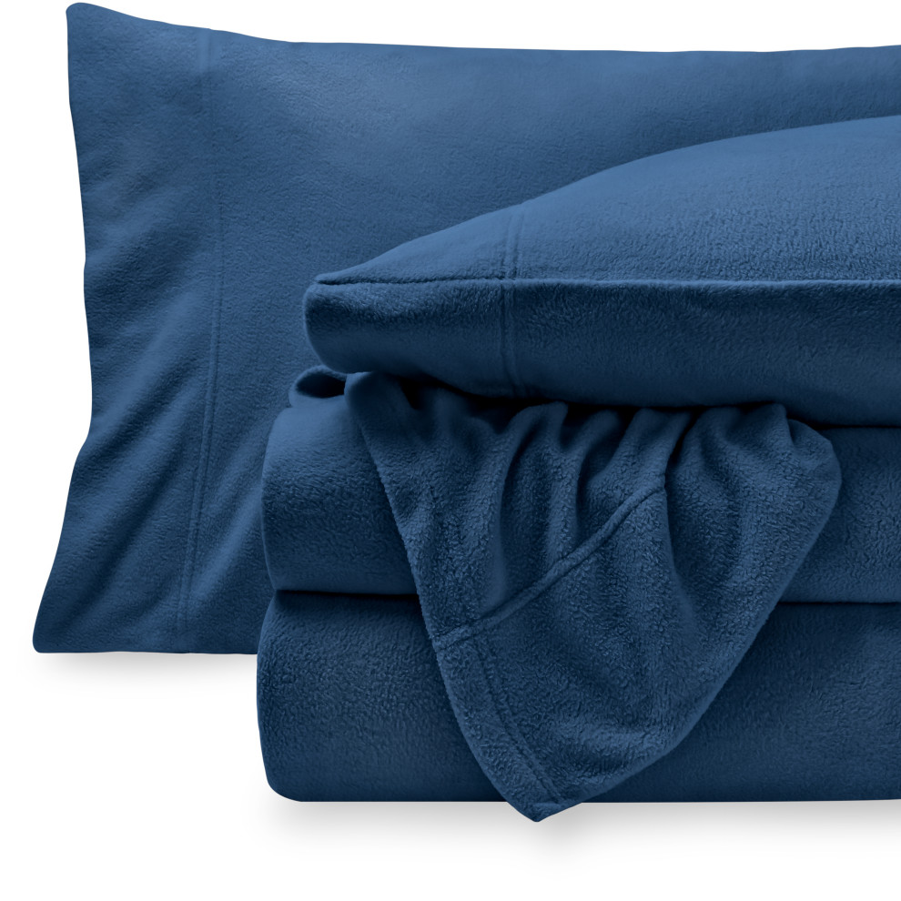 Bare Home Polar Fleece Sheet Set, Split King Contemporary Sheet And