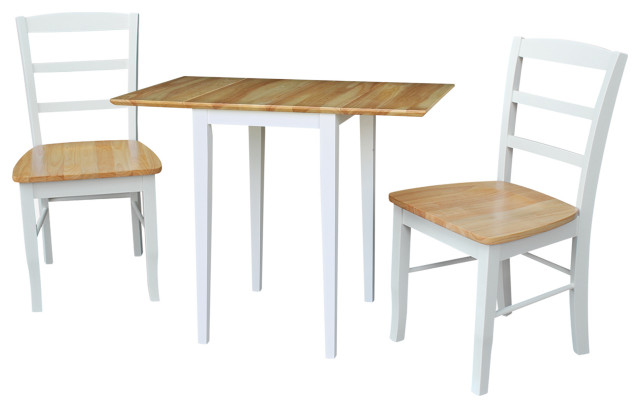 Small Dual Drop Leaf Table With 2 Madrid Ladderback Chairs