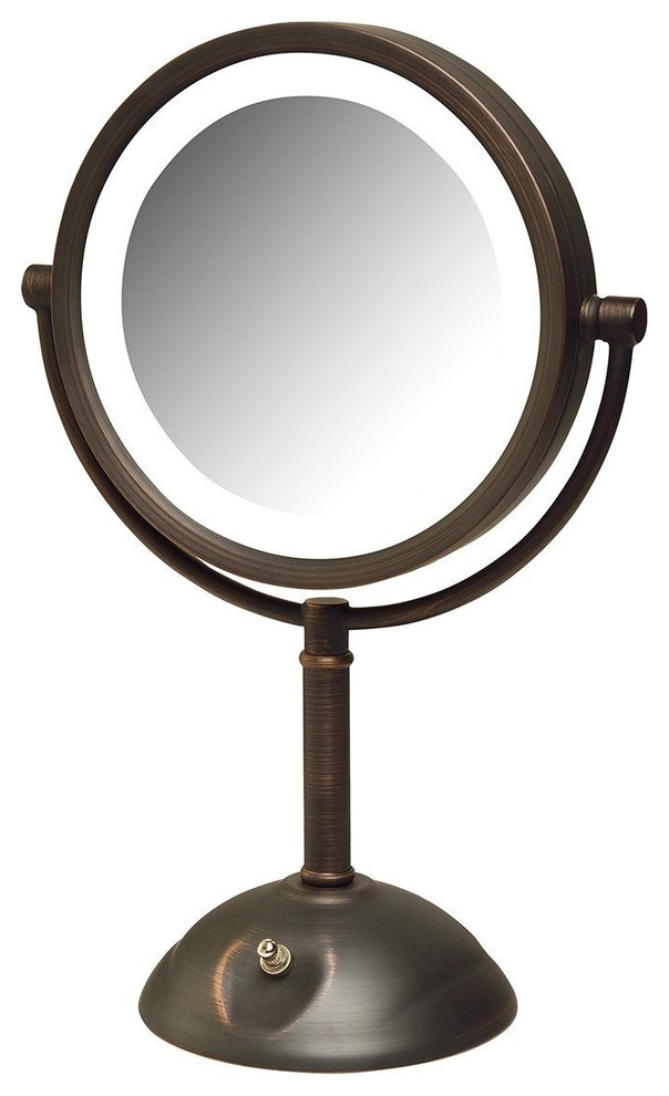 Jerdon 8.5" LED Lighted Wall Mirror with 8X1X Mag, Bronze
