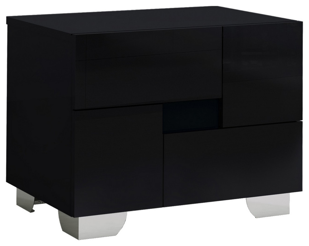 18" Superb Black High Gloss Nightstand Contemporary Nightstands And