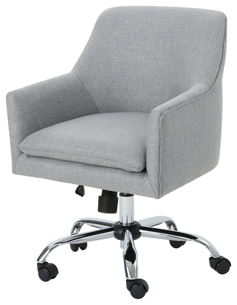 GDF Studio Morgan Mid Century Modern Fabric Home Office Chair With Chrome Base, Gray
