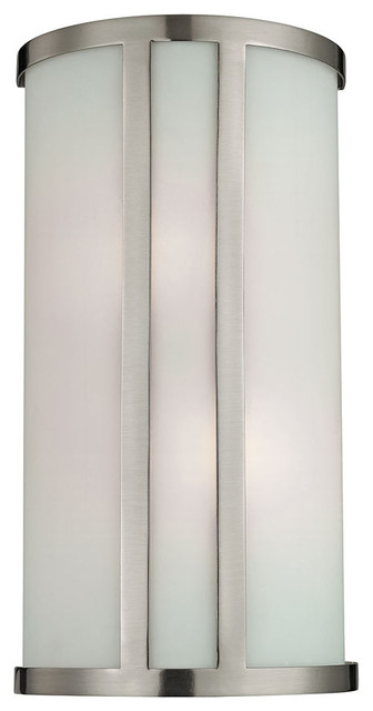 Thomas Lighting Wall Sconces 2 Light Sconce in Brushed Nickel & White Glass