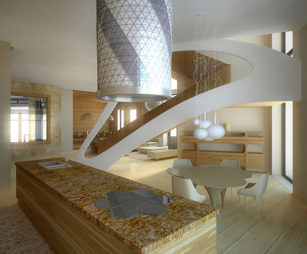 House in a pine forest - the 3D view