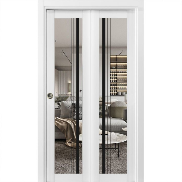 Bi-fold Doors | Lucia 2566 White Silk Clear Glass | Sturdy Tracks, 60 ...