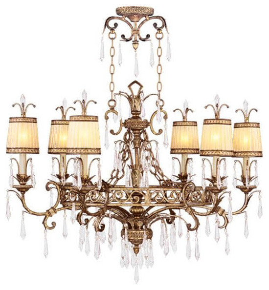 6-Light Hand Painted Vintage Gold Leaf Chandelier - Victorian - Chandeliers  - by Designer Lighting and Fan | Houzz
