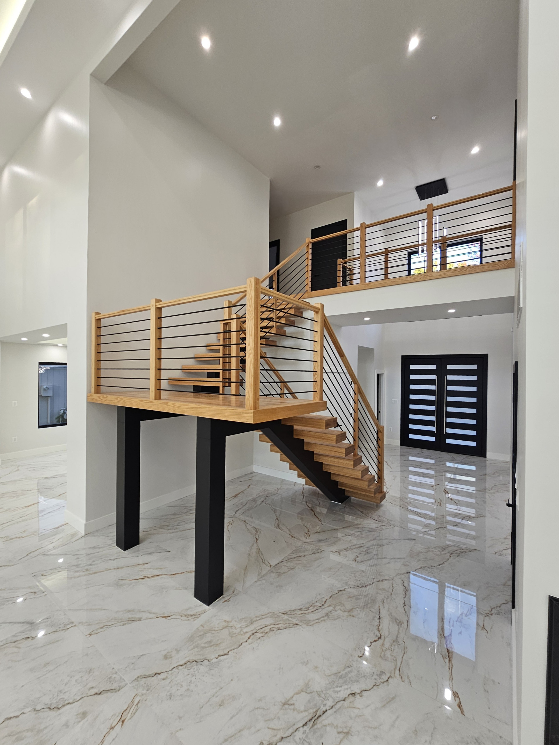 143_Modern Floating Red Oak and Metal Staircase, Sterling, VA