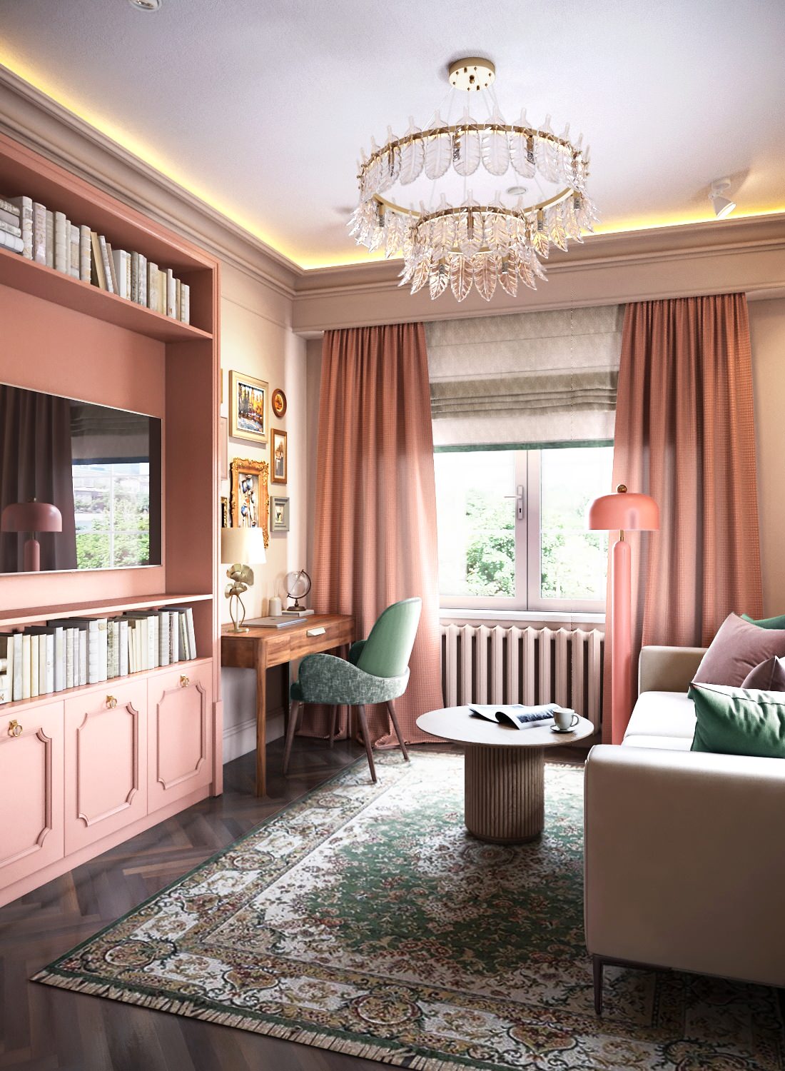 Кораллово-оливковый микс