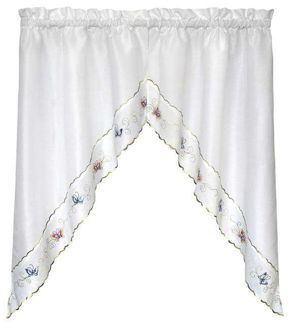 United Curtain Co Butterfly 60 X36 Pair Of Kitchen Swags