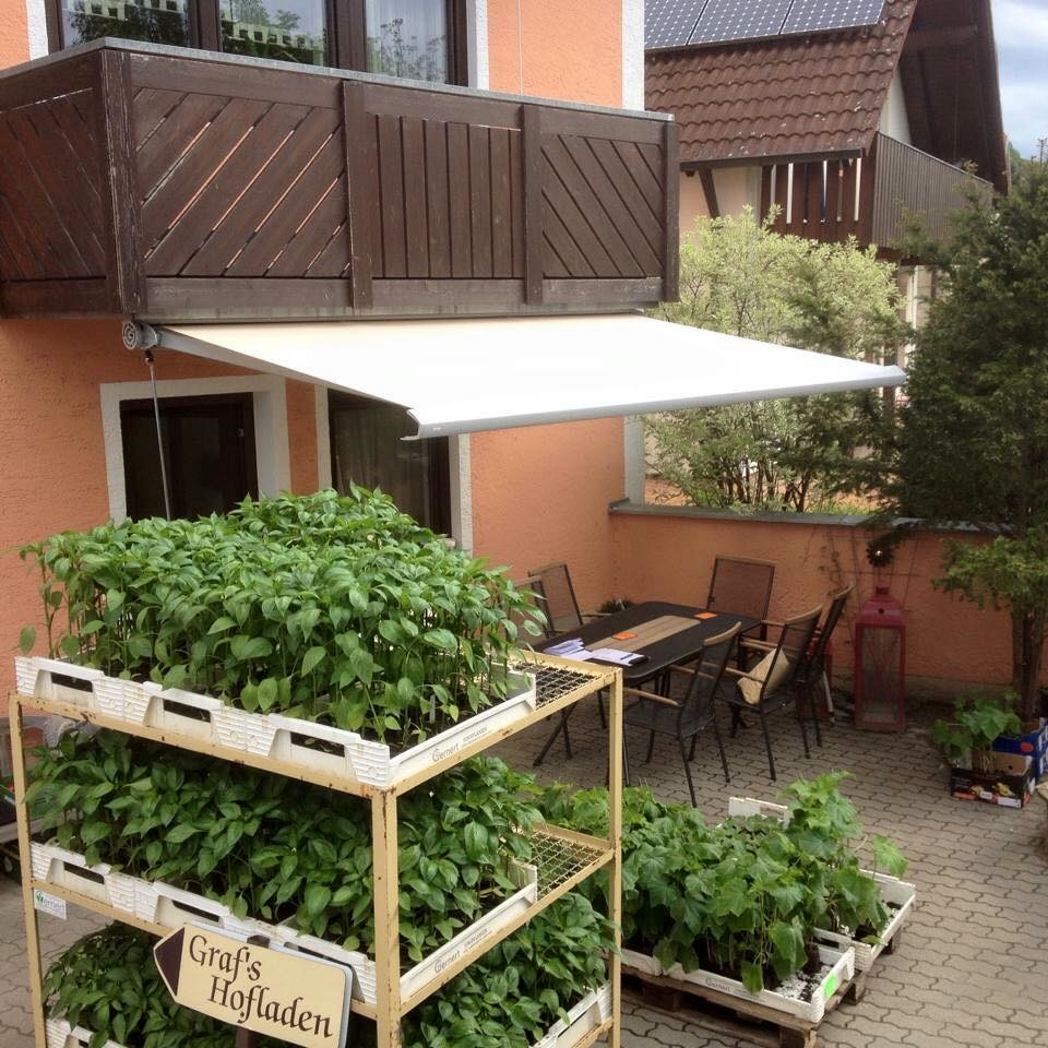 Inspiration for a mid-sized traditional deck in Nuremberg with an awning.