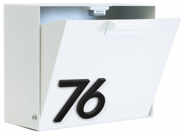 Cubby Wall Mounted Mailbox W House Numbers Contemporary Mailboxes By Modern Aspect Houzz - Modern White Wall Mounted Mailbox