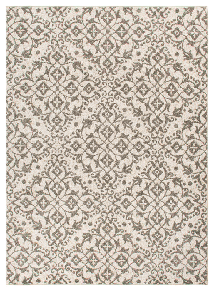 Augusta Dominion Ivory/Grey Traditional Area Rug, 7'10"x9'10