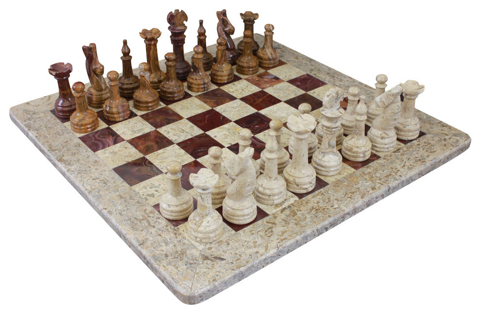 Fossil & Red Chess Set